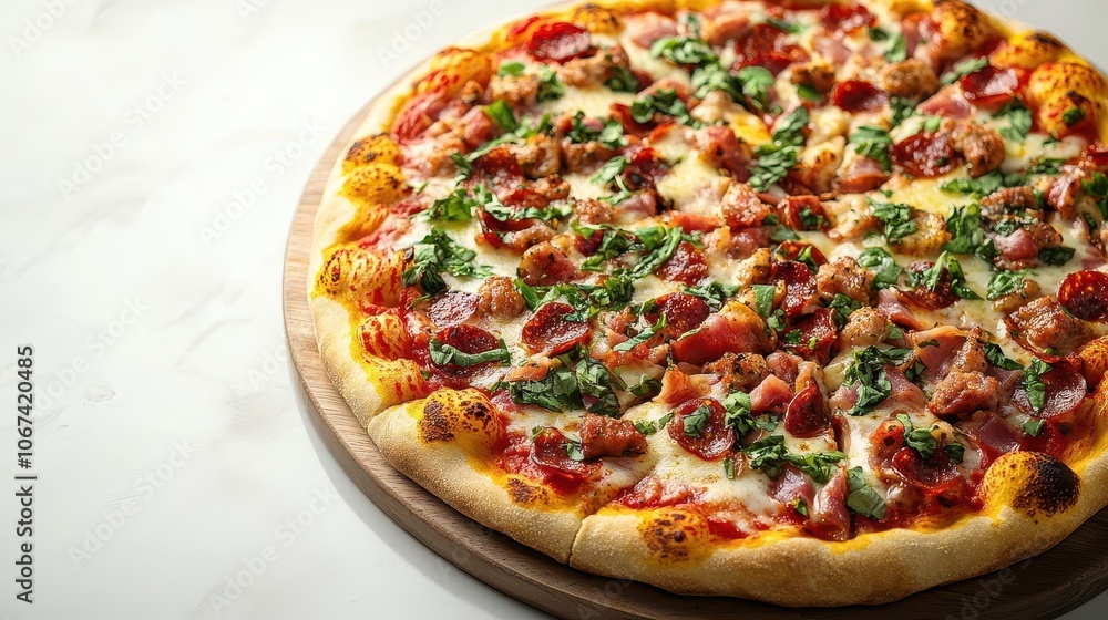 traditional italian pizza topped with fresh ingredients beautifully presented against a pristine white background showcasing the mouthwatering appeal and rich culinary heritage of italian cuisine traditional italian pizza topped with fresh ingredients beautifully presented against a pristine white background showcasing the mouthwatering appeal and rich culinary heritage of italian cuisine