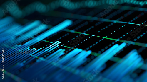 Wallpaper Mural real-time financial updates representing growth and stability in blue and green charts. generative ai Torontodigital.ca