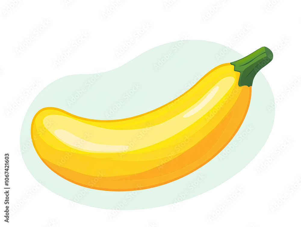 a yellow banana with green stem a yellow banana with green stem