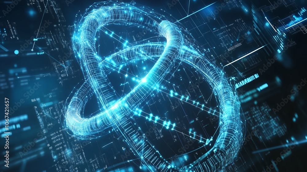 background with quantum computing concept with glowing digital rings and futuristic data visualization background with quantum computing concept with glowing digital rings and futuristic data visualization
