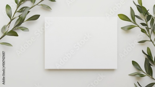 Blank Card with Green Branches