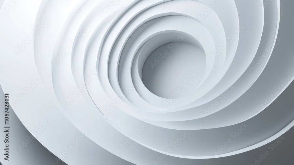 Abstract white spiral design creating a sense of depth and movement. Abstract white spiral design creating a sense of depth and movement.