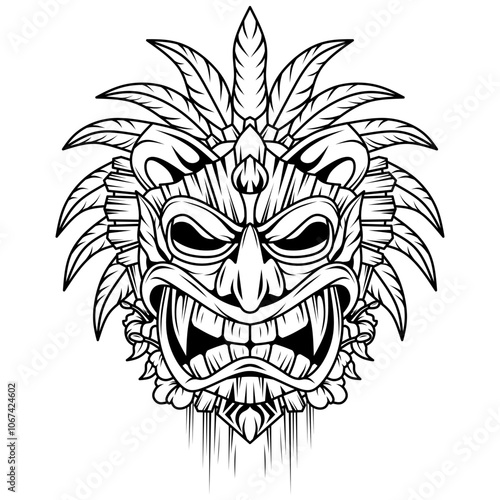 Hand drawn of tiki mask