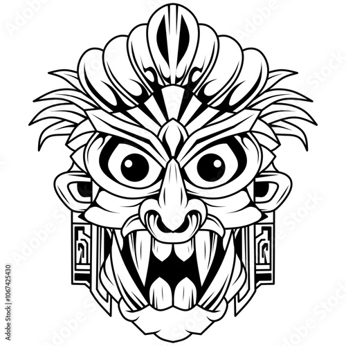 Hand drawn of tiki mask