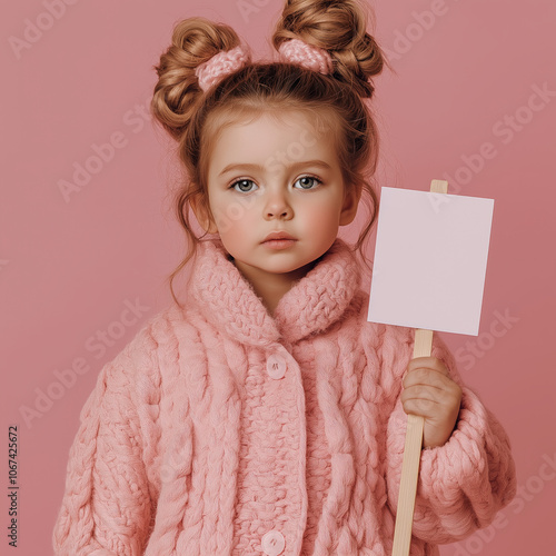 Kid Holding Empty Sign Isol...