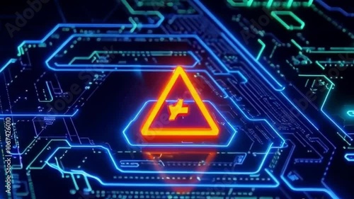 caution warning sign indicates digital technology system error danger website maintenance notice symbol  4K Video