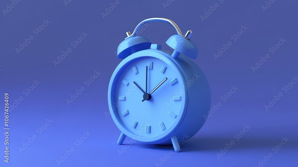 A blue alarm clock on a solid blue background, symbolizing time management and punctuality. A blue alarm clock on a solid blue background, symbolizing time management and punctuality.