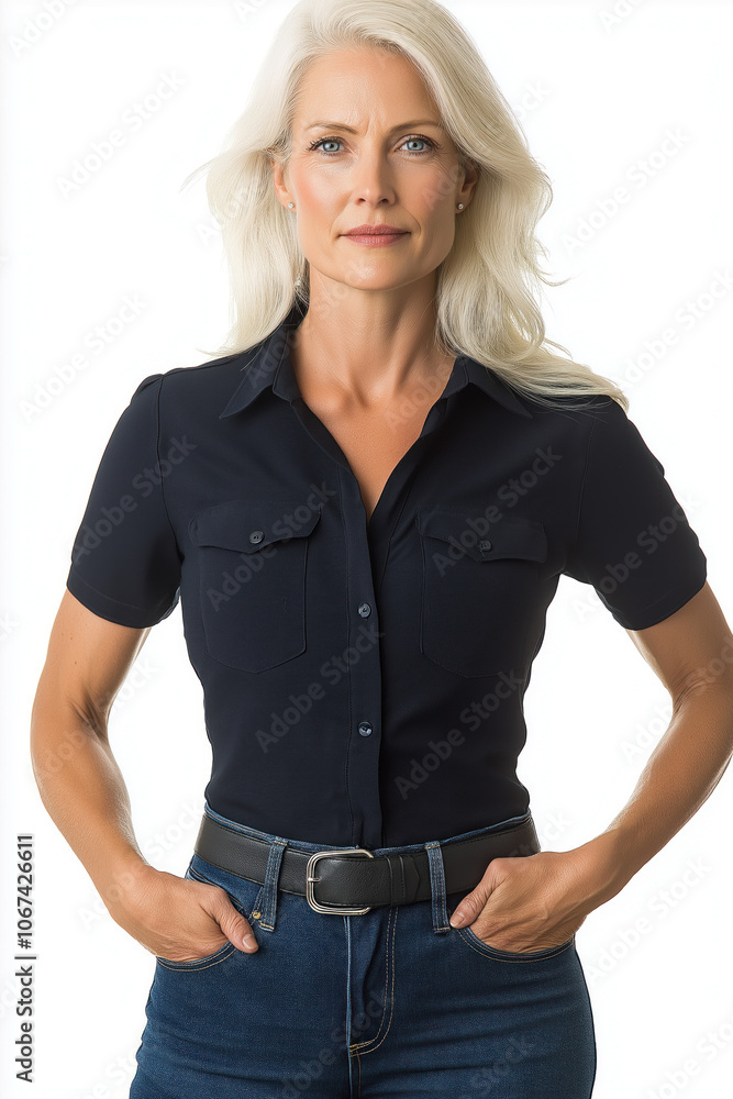 Middle Aged Woman Standing Isolated Middle Aged Woman Standing Isolated