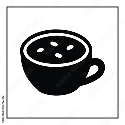 Minimalist Simple and black silhouette coffee cup in white background 