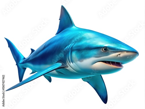 Bull Shark Front View, White Background, Wildlife Photography photo