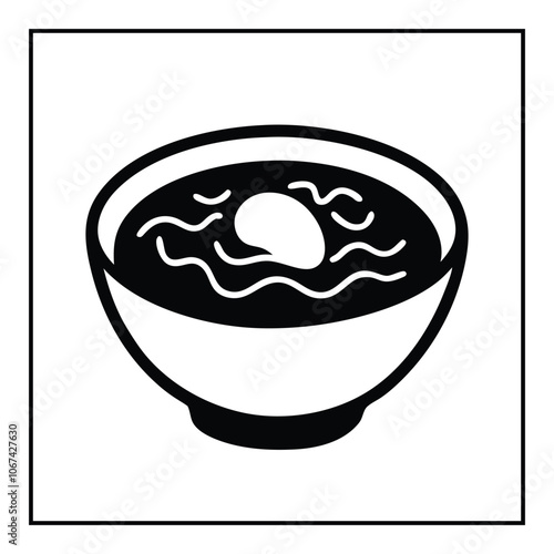 Minimalist Simple and black silhouette Iconic Korean Soup in white background