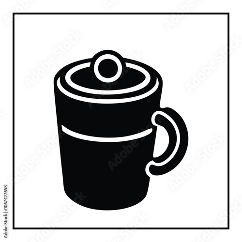  Minimalist Simple and black silhouette Hot coffee cup in white background