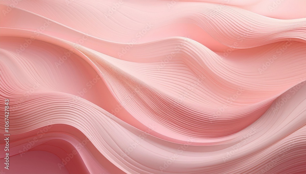 Obraz premium Soft Waves of Blush Pink Abstract Texture. Gentle Flowing Lines and Curves in Pastel Pink Gradient, Ideal for Modern Minimalist Design, Relaxing Backgrounds, or Beauty and Wellness Concepts