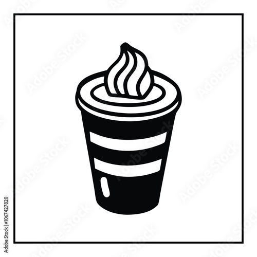  Minimalist Simple and black silhouette Milkshake in white background