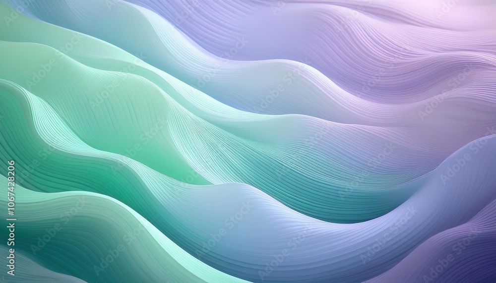 Abstract Pastel Waves. Flowing Lines of Serene Gradient Texture in Soft Green and Lavender, Perfect for Calm Digital Backgrounds, Minimalist Design, and Relaxing Visuals Abstract Pastel Waves. Flowing Lines of Serene Gradient Texture in Soft Green and Lavender, Perfect for Calm Digital Backgrounds, Minimalist Design, and Relaxing Visuals