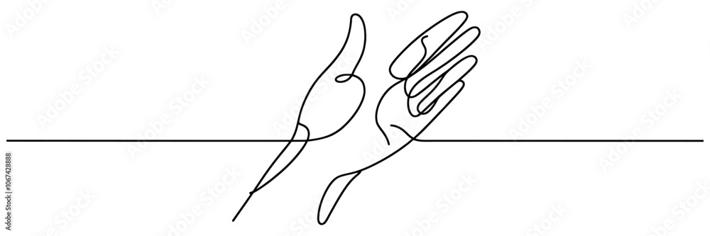 Obraz premium The hand is drawn with one continuous line.