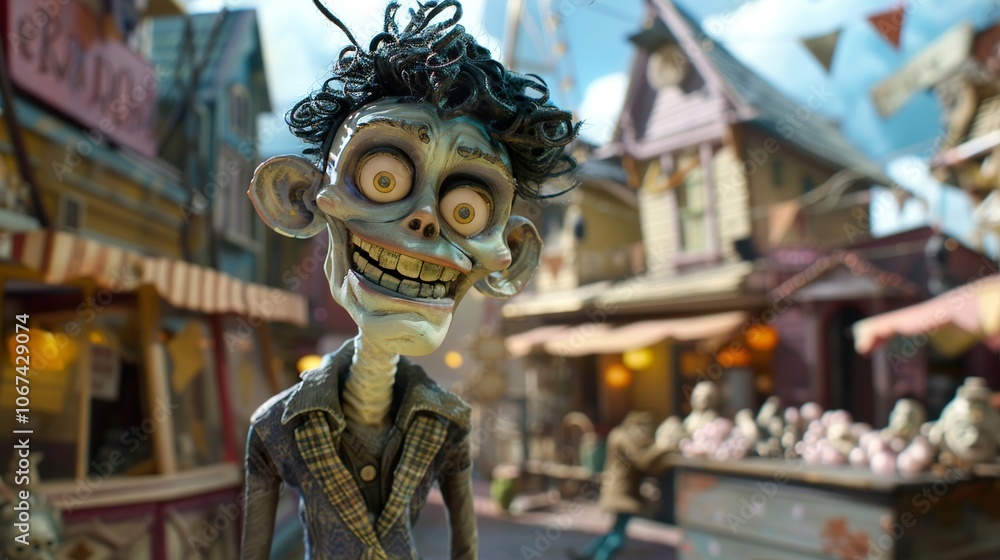 Creepy Animated Character with Wide Eyes and a Smile Creepy Animated Character with Wide Eyes and a Smile
