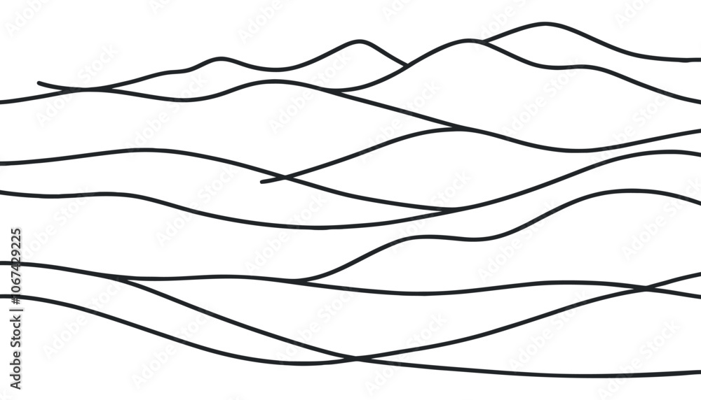 Fototapeta premium Continuous one line art hand drawn pro vector minimalist mountain illustration.