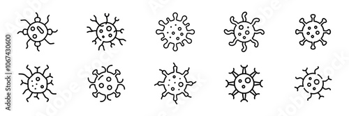 virus and bacteria icon set. vector illustration design template on white background
