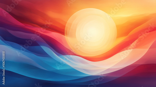 Abstract sunset with warm colors and flowing lines.