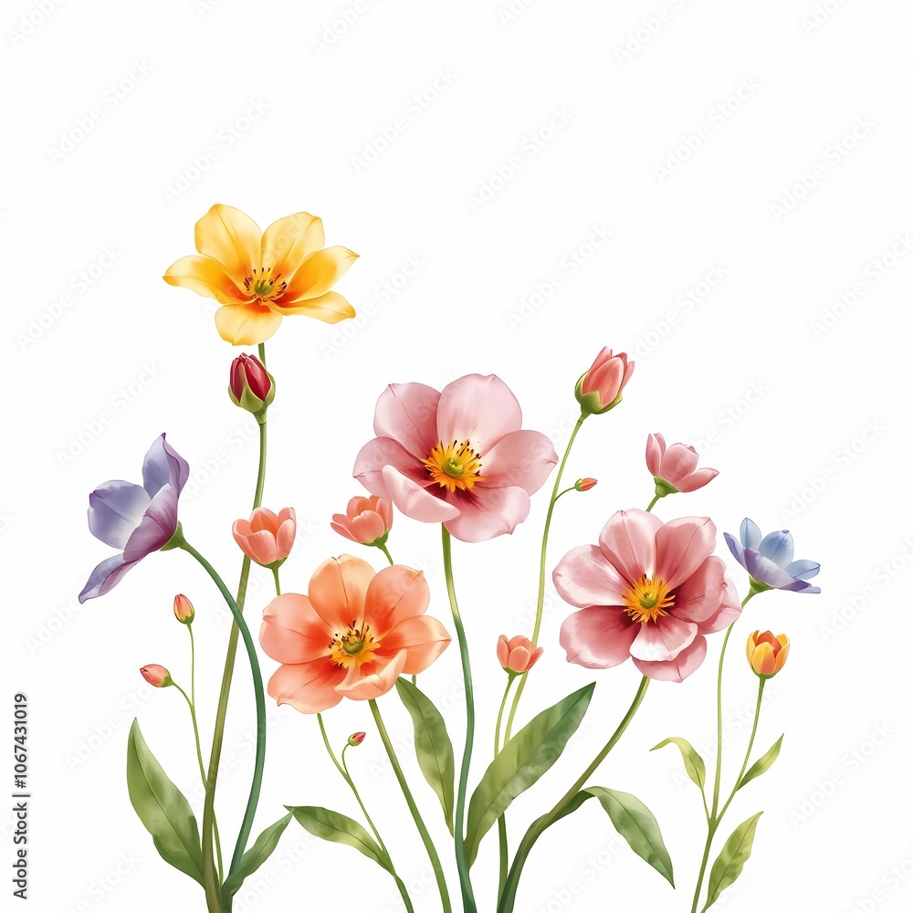 bouquet of flowers isolated on white , Spring and colorful flowers bouquet of flowers isolated on white , Spring and colorful flowers
