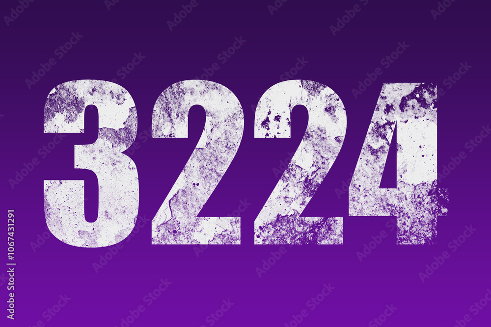flat white grunge number of 3224 on purple background. flat white grunge number of 3224 on purple background.