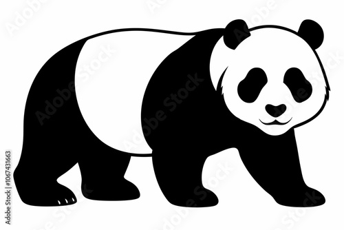 Giant panda silhouette black vector art illustration,panda line art vector silhouette illustration,Panda logo silhouette vector art illustration,Round Body Panda Silhouette Icon.