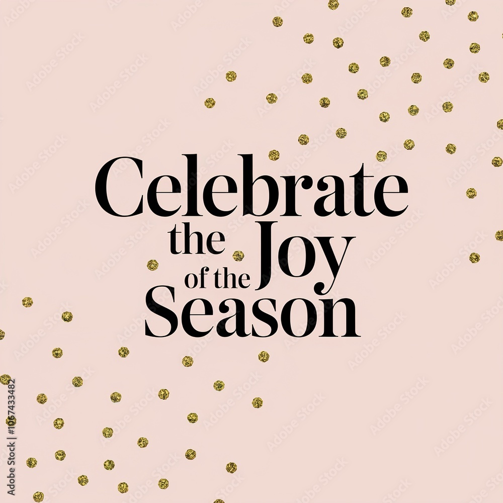 Obraz premium Festive luxurious holiday card template with metallic gold glitter border and elegant typography celebrating the joy of the season.