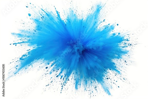 Vibrant blue paint explosion captured in abstract art for creative design and inspiration.