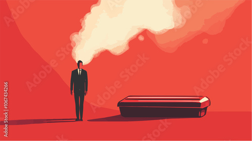 Illustration of a smoker. A guy with a cigarette. Bad habit. Addiction.