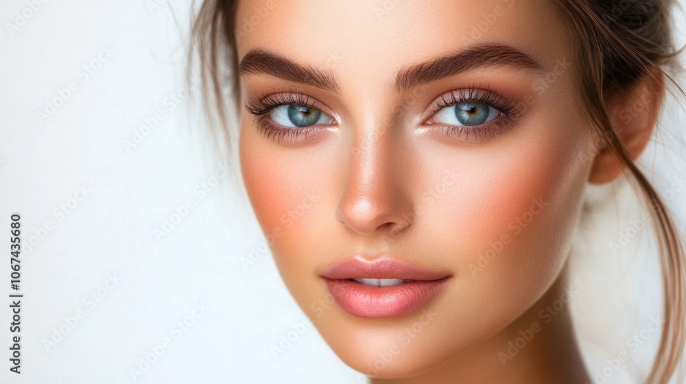 Stunning Woman Beautiful Face Perfect Makeup Closeup Portrait Skincare Cosmetics Beauty Stunning Woman Beautiful Face Perfect Makeup Closeup Portrait Skincare Cosmetics Beauty