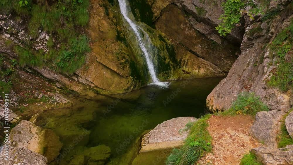 Soteska Pekel waterfall, drone shot, aerial video Soteska Pekel waterfall, drone shot, aerial video