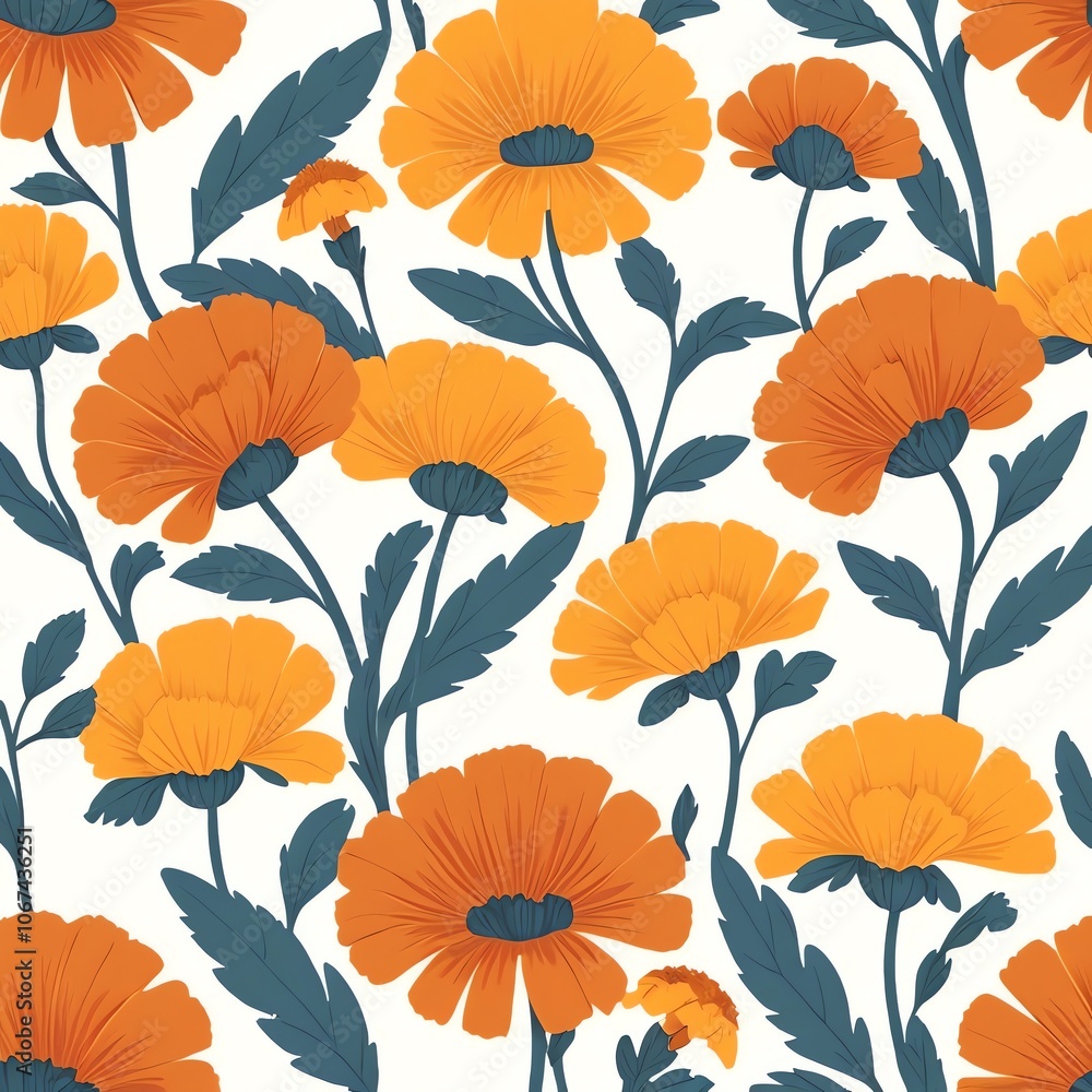 Orange and Yellow Flowers Pattern Orange and Yellow Flowers Pattern