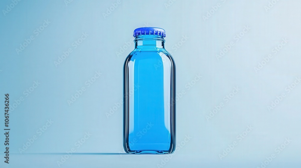 Blue Glass Bottle Mockup. Blue Glass Bottle Mockup.