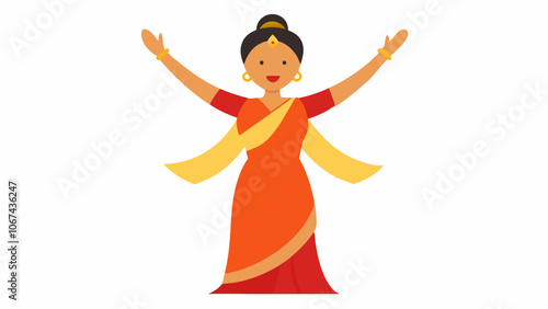  Bengali woman in saree celebrating doljatra illustration