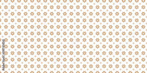 Golden vector floral seamless pattern. Abstract luxury geometric ornamental texture with small flower silhouettes. Gold and white simple ornament in oriental style.