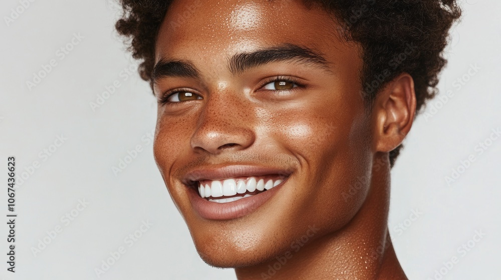 Happy Young Man Portrait Skincare Beauty Smile Freckles Happy Young Man Portrait Skincare Beauty Smile Freckles
