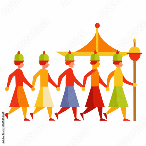 Doljatra street parade vector illustration