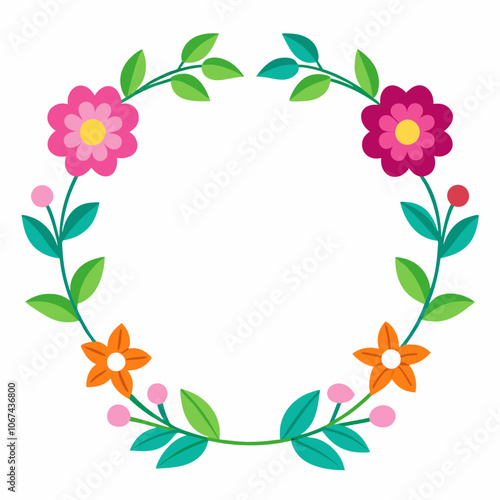 Floral border with colors vector illustration