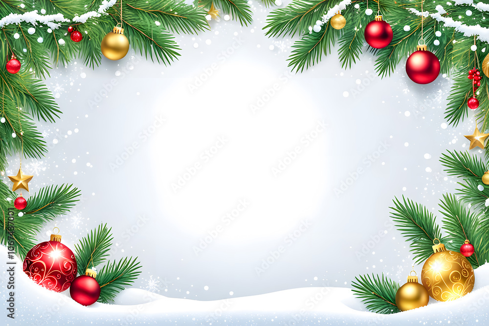 christmas border frame on white snow background with copy space christmas border frame on white snow background with copy space