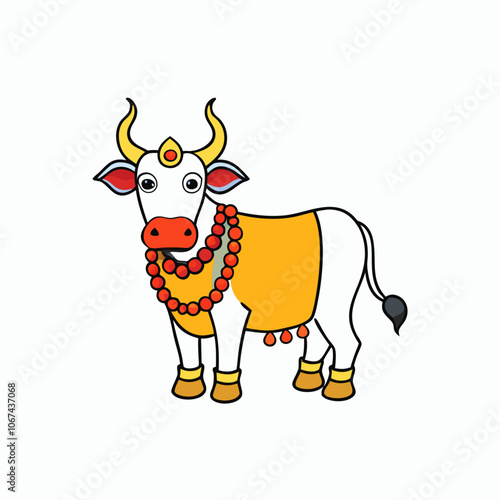 Sacred Cow decorated for doljatra vector illustration