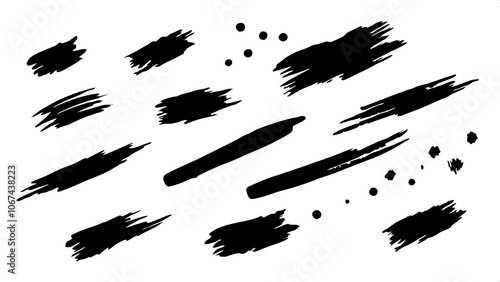 Brush strokes . Set of text boxes. Paintbrush collection. Grunge design elements. Dirty texture banners. Painted rectangles, long and diagonal strokes