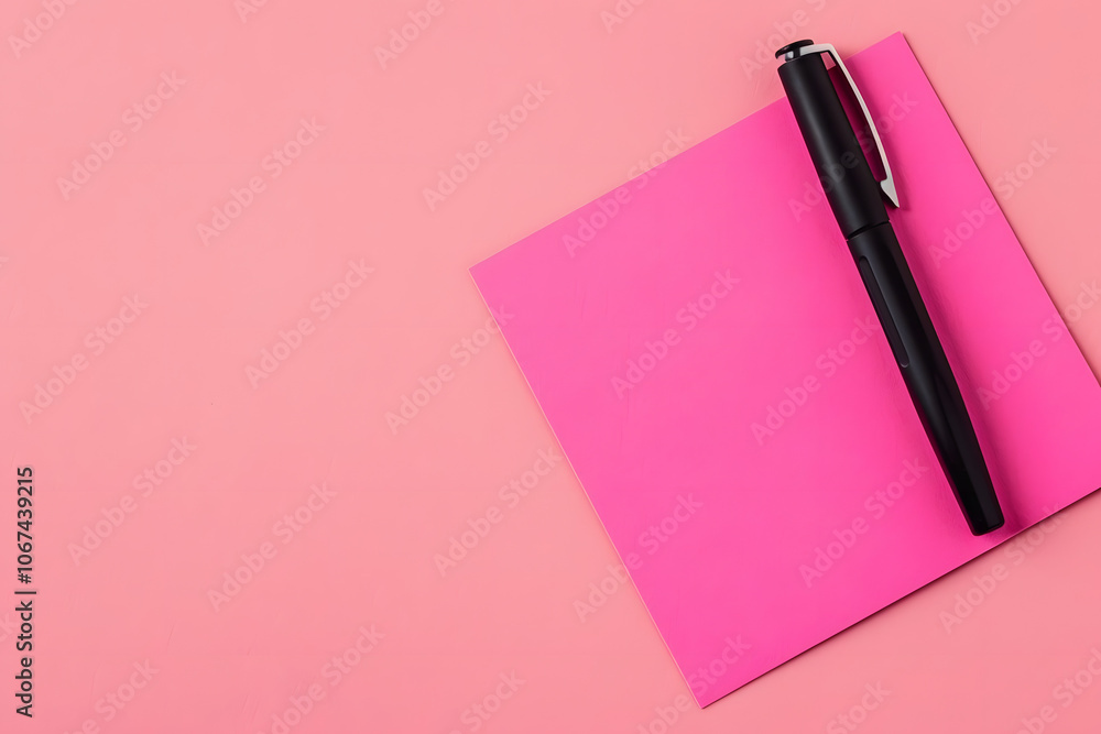 vibrant pink checklist paper with black pen for enhanced organization. generative ai vibrant pink checklist paper with black pen for enhanced organization. generative ai