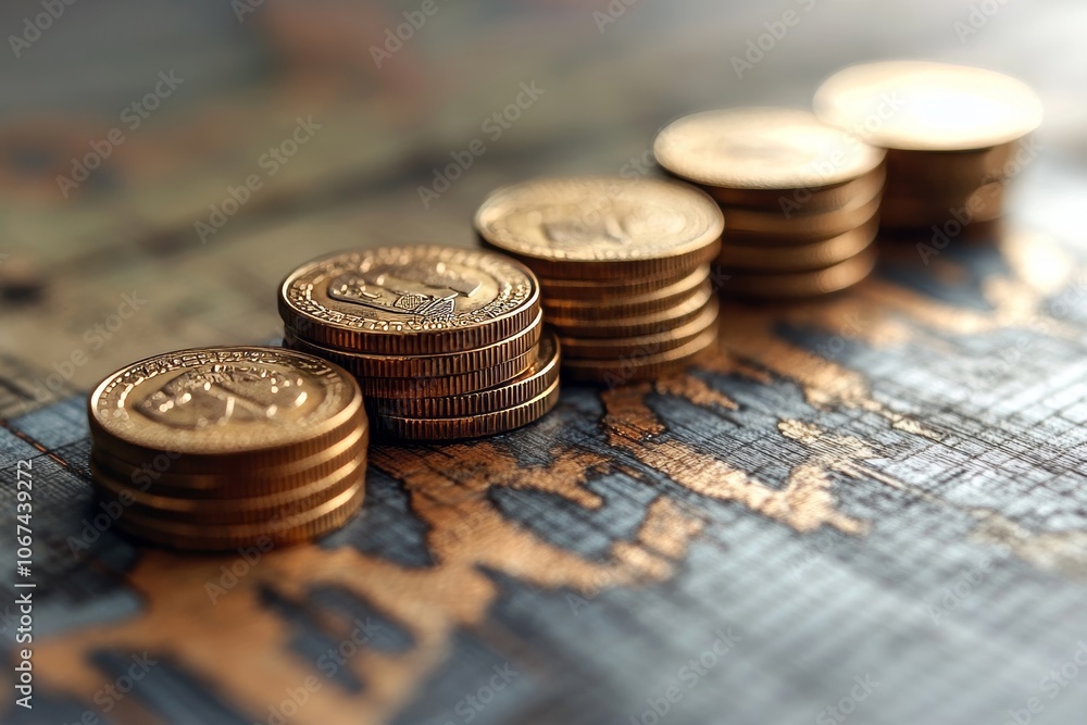 Gold Coins Stacked on a Chart: A Symbol of Financial Growth Gold Coins Stacked on a Chart: A Symbol of Financial Growth