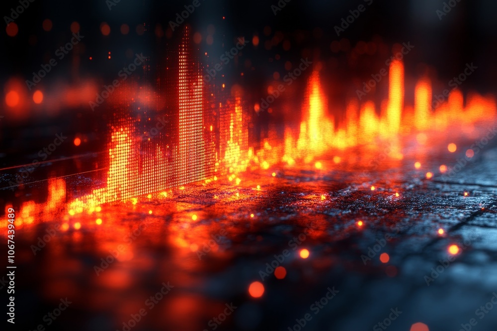 Abstract Digital Art with Glowing Red Lights