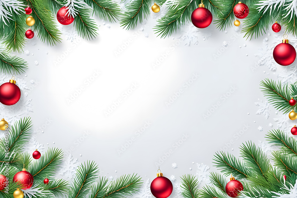 christmas border frame on white snow background with copy space christmas border frame on white snow background with copy space