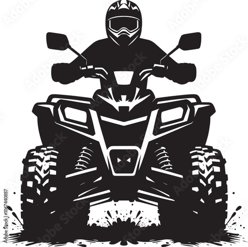 ATV Quad bike vehicle rider silhouette vector illustration isolated on a white background