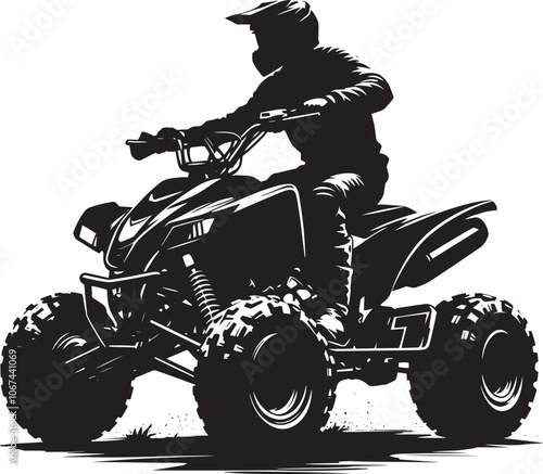 ATV Quad bike vehicle rider silhouette vector illustration isolated on a white background