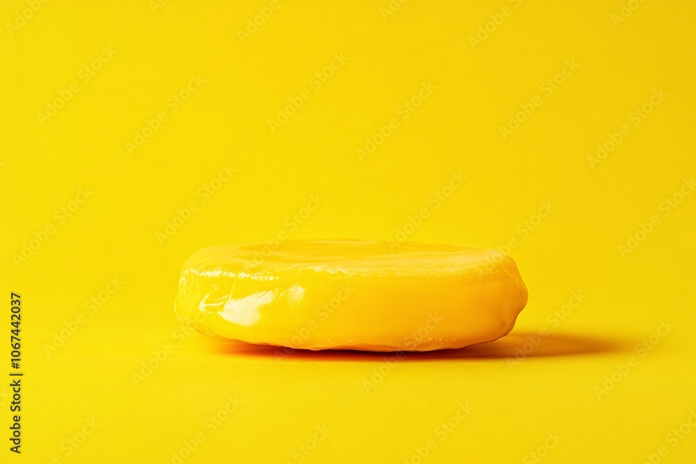 Yellow Glossy Product Display Platform on a Vibrant Background Yellow Glossy Product Display Platform on a Vibrant Background