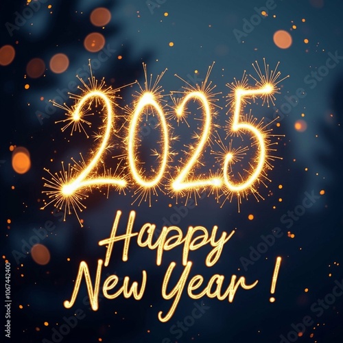 Sparkler Writing 2025 – Golden New Year Celebration Design